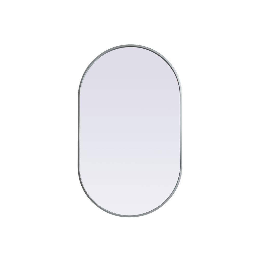 Metal Frame Oval Mirror 24x40 Inch in Silver. Picture 1