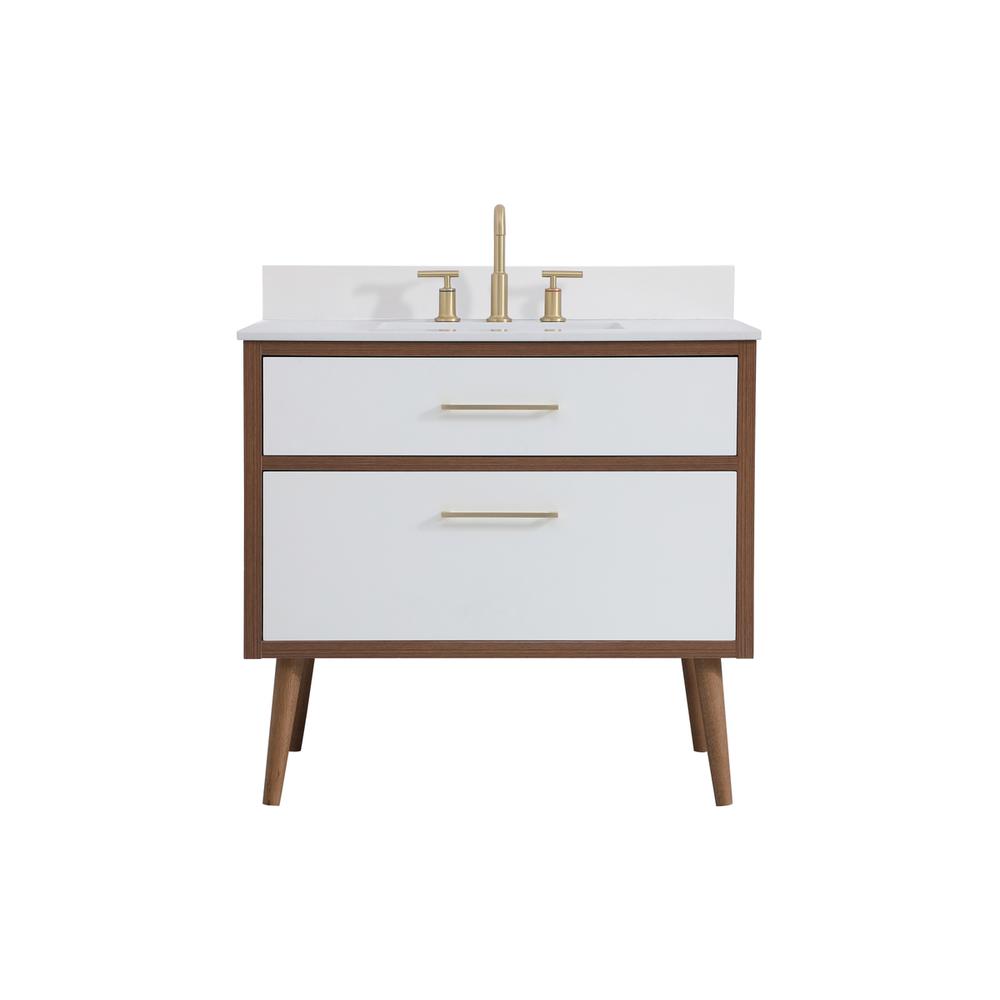 36 inch bathroom Vanity in White with Backsplash. Picture 1