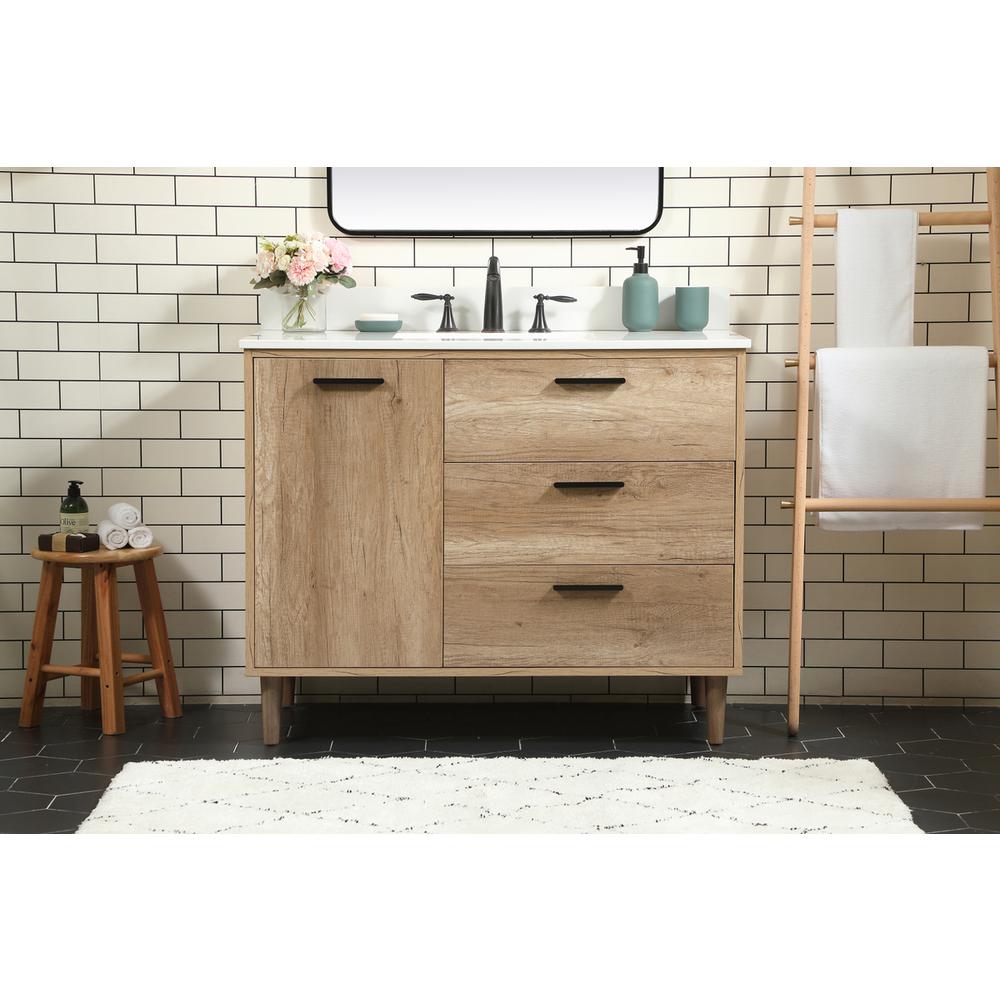 42 inch Single bathroom vanity in natural oak with backsplash. Picture 14