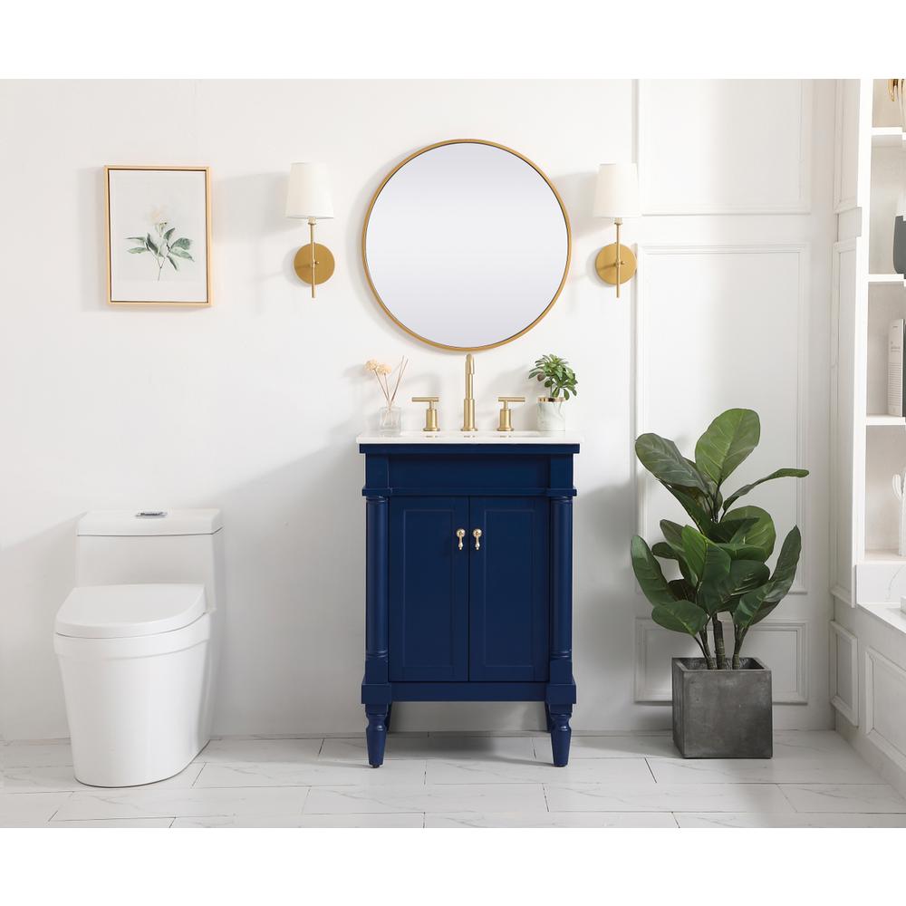 24 inch Single bathroom vanity in blue. Picture 4