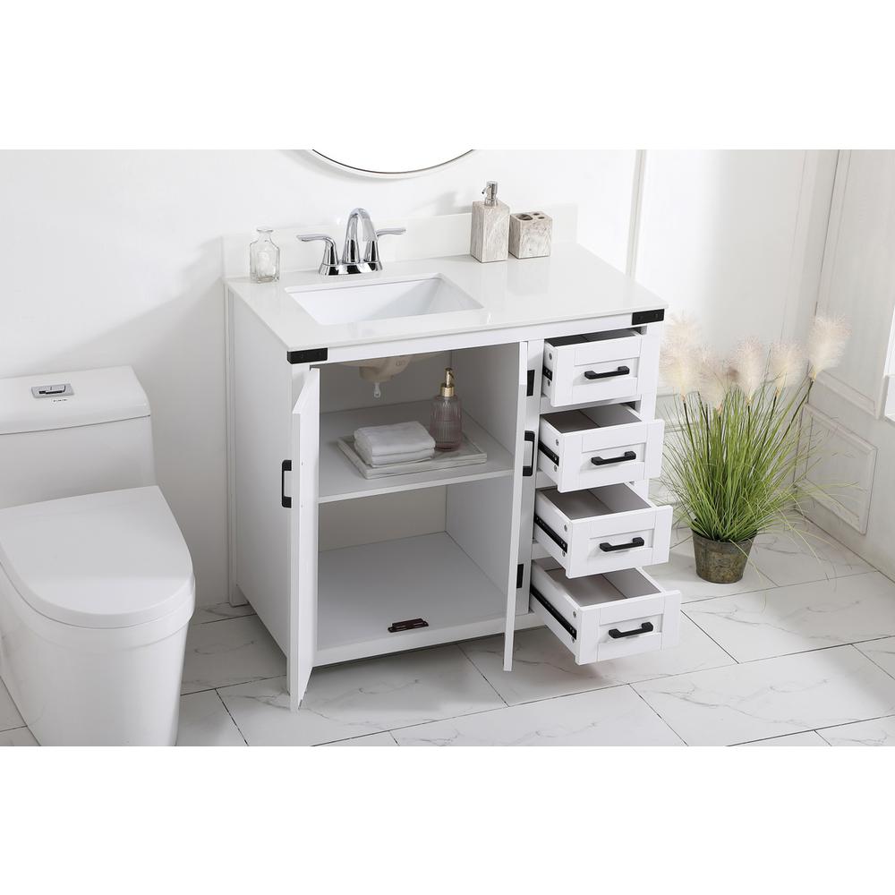 36 inch bathroom Vanity in White with Backsplash. Picture 3