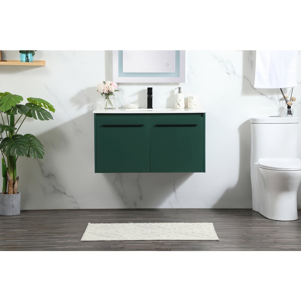 36 Inch Single Bathroom Vanity In Green. Picture 2