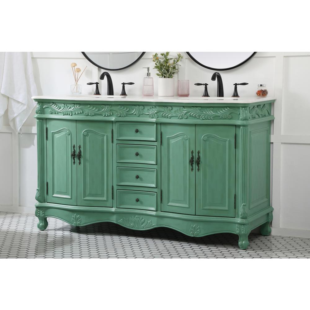 60 inch double Bathroom vanity in vintage mint. Picture 2