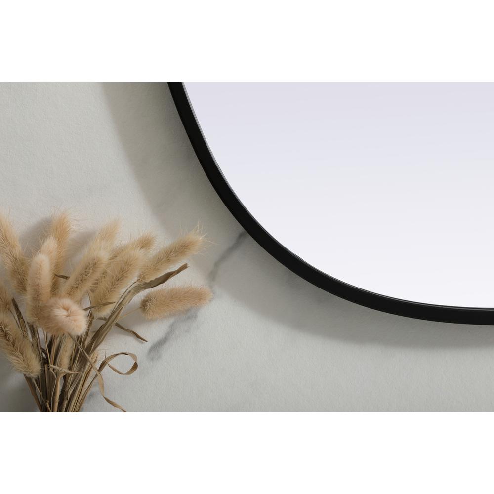 Metal Frame Oval Mirror 20x30 Inch in Black. Picture 5
