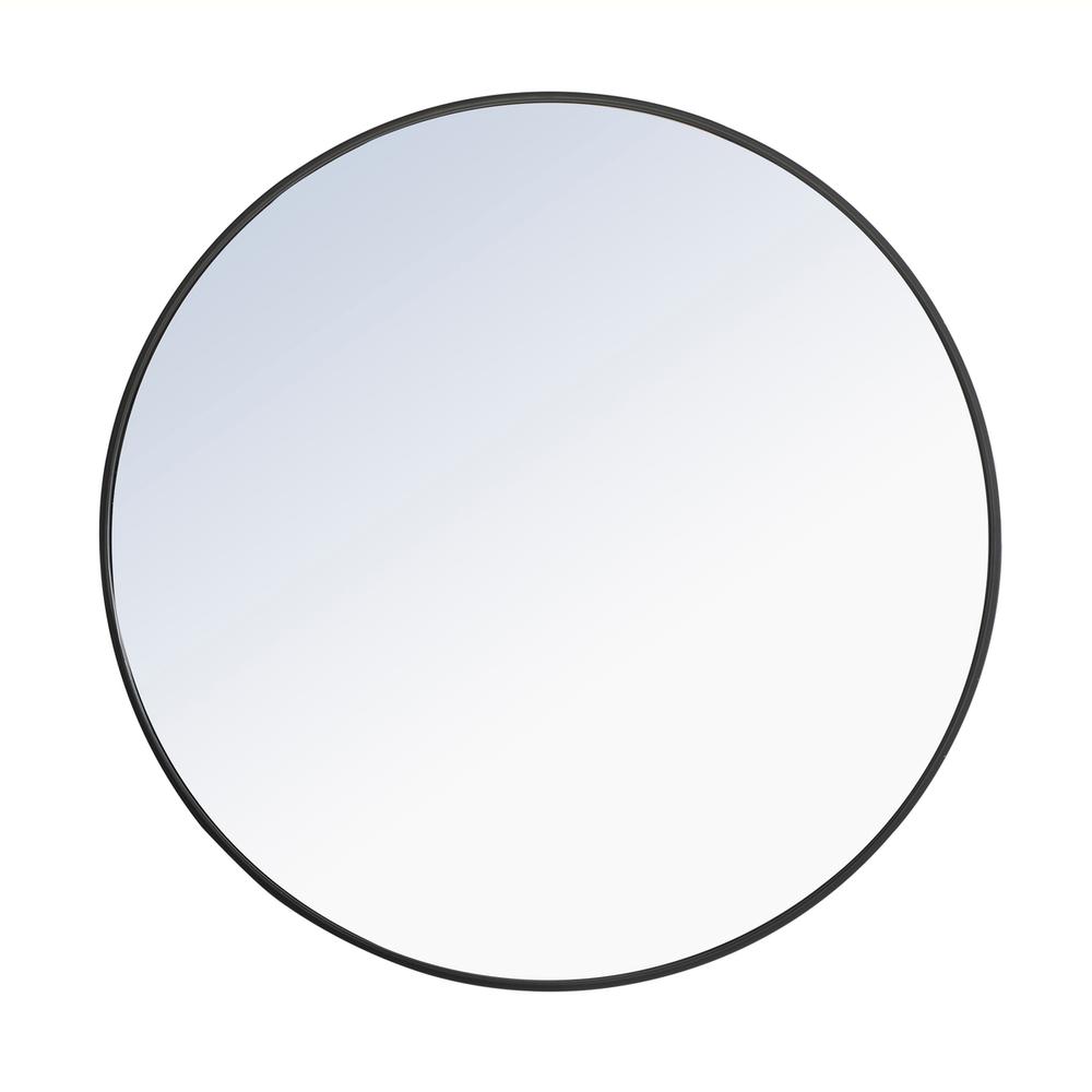 Metal frame Round Mirror 36 inch Black finish. Picture 1