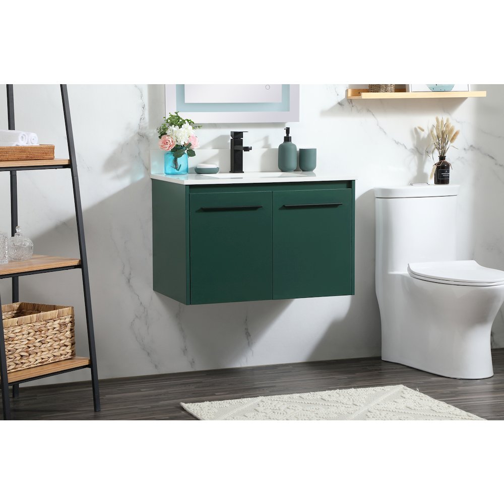 30 Inch Single Bathroom Vanity In Green With Backsplash. Picture 16