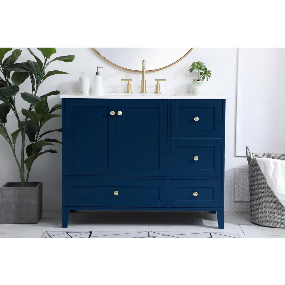 42 inch Single Bathroom Vanity in Blue. Picture 14