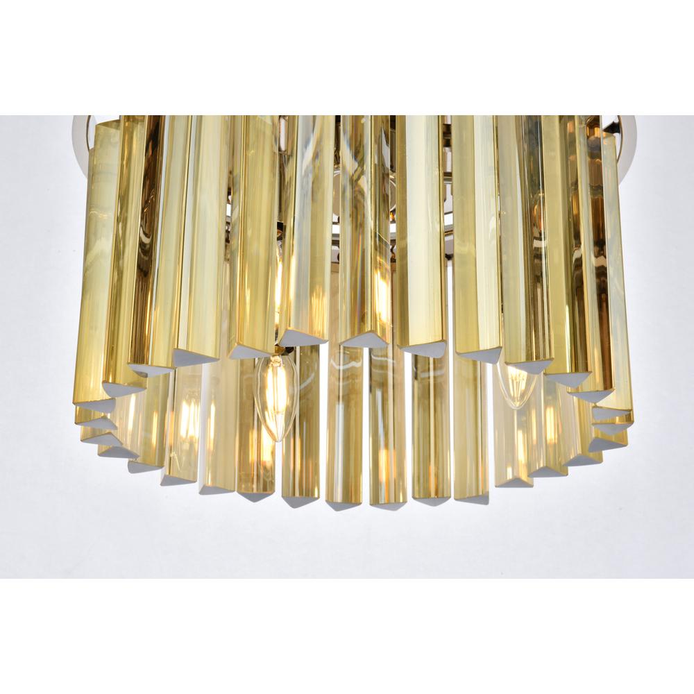 Sydney 3 light polished nickel Flush Mount Golden Teak (Smoky) Royal Cut Crystal. Picture 3