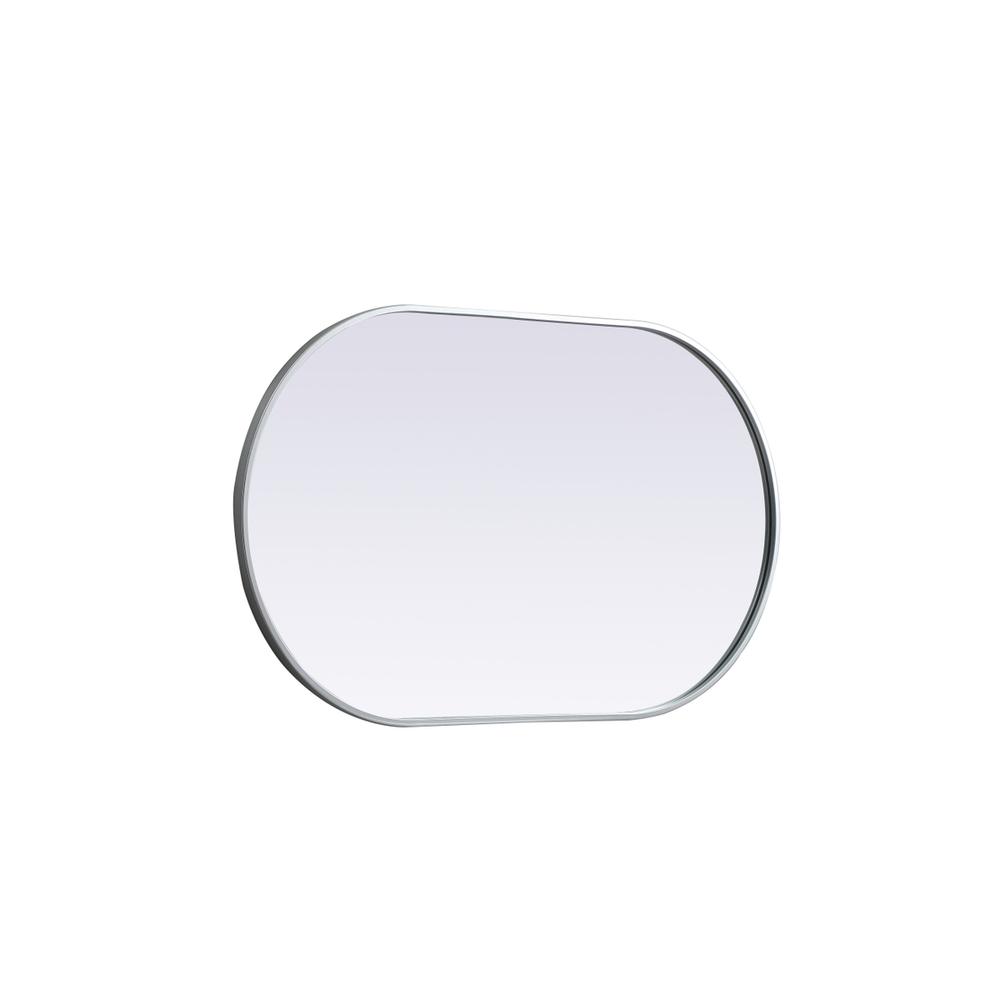 Metal Frame Oval Mirror 24x40 Inch in Silver. Picture 9