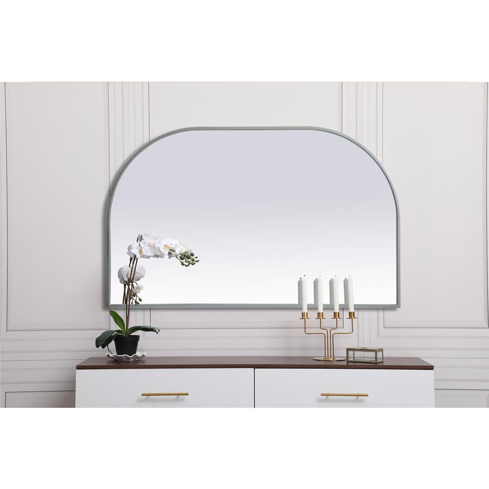 Metal Frame Arch Mirror 39x24 Inch in Silver. Picture 9