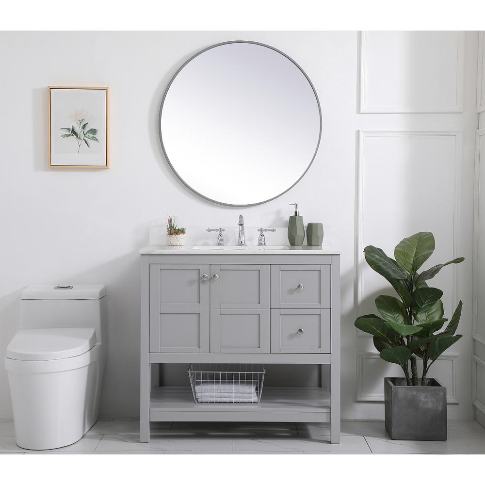 36 inch Single Bathroom Vanity in Gray with Backsplash. Picture 4