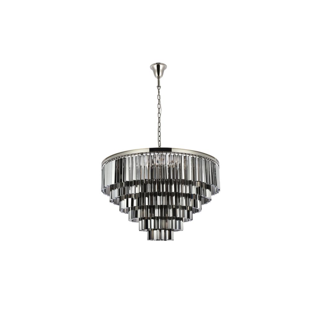 Sydney 33 light polished nickel Chandelier Silver Shade (Grey) Royal Cut Crystal. Picture 6