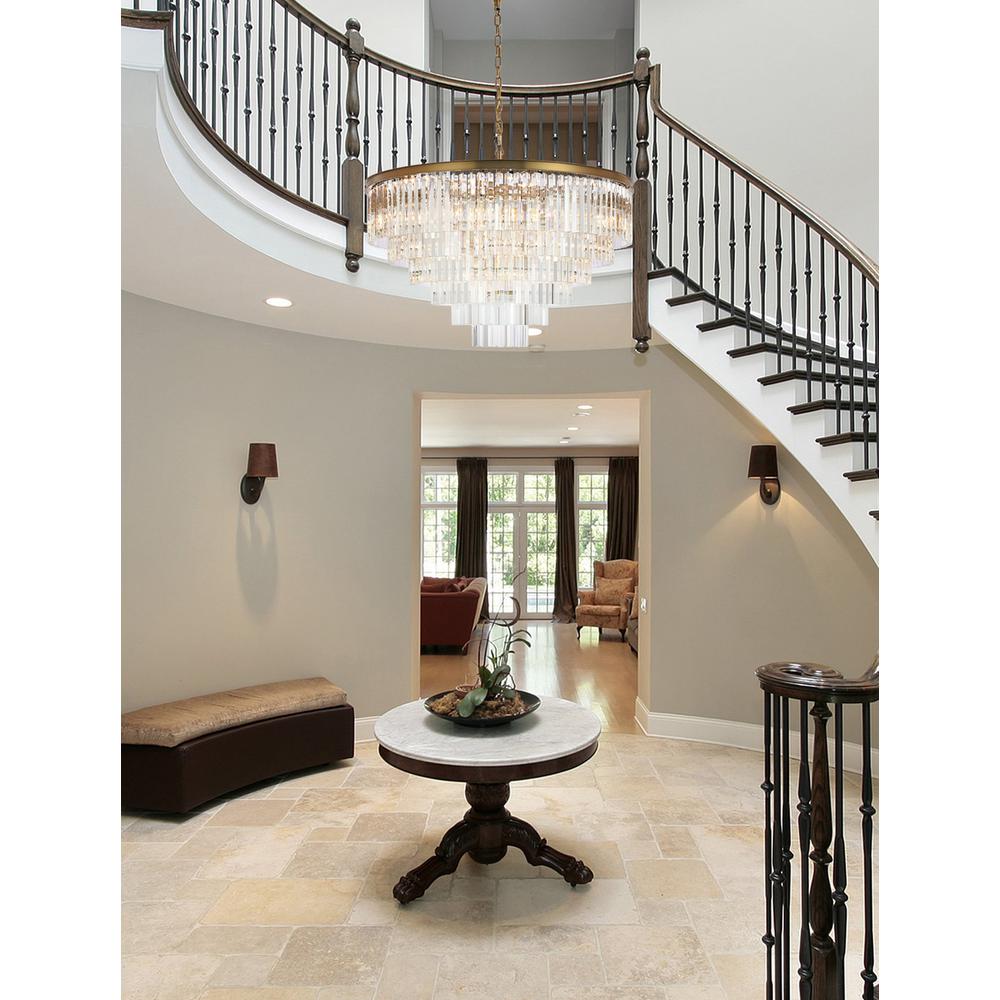 Sydney 44 inch round crystal chandelier in satin gold. Picture 8