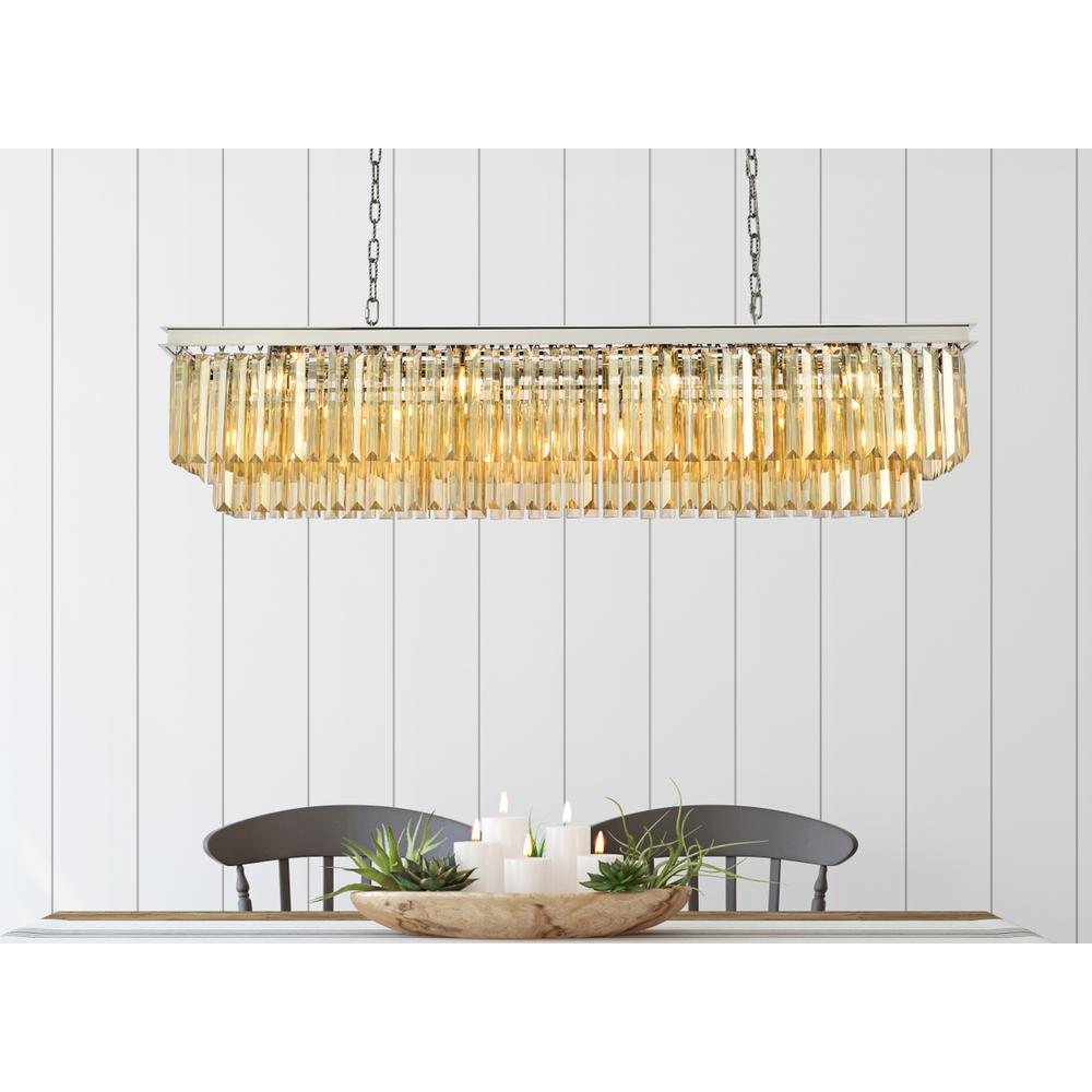 Sydney 12 light polished nickel Chandelier Golden Teak (Smoky) Royal Cut Crystal. Picture 8