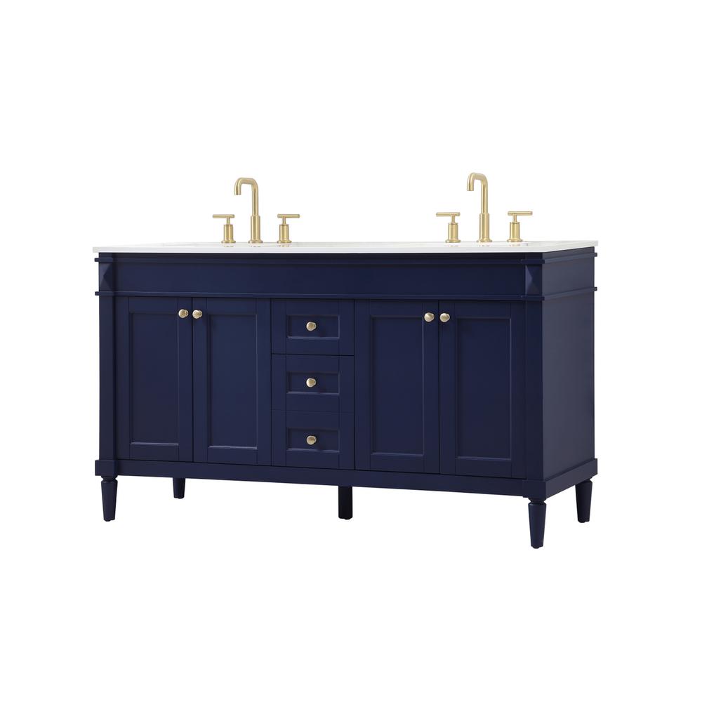 60 inch double bathroom vanity in blue. Picture 7