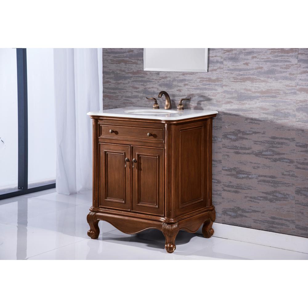 24 inch Single Bathroom vanity in Brown with ivory white engineered marble. Picture 9