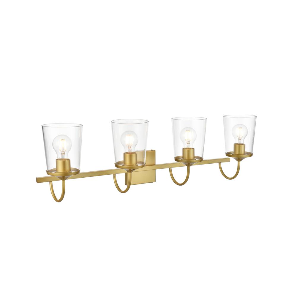 Avani 4 light Brass and Clear Bath Sconce. Picture 3