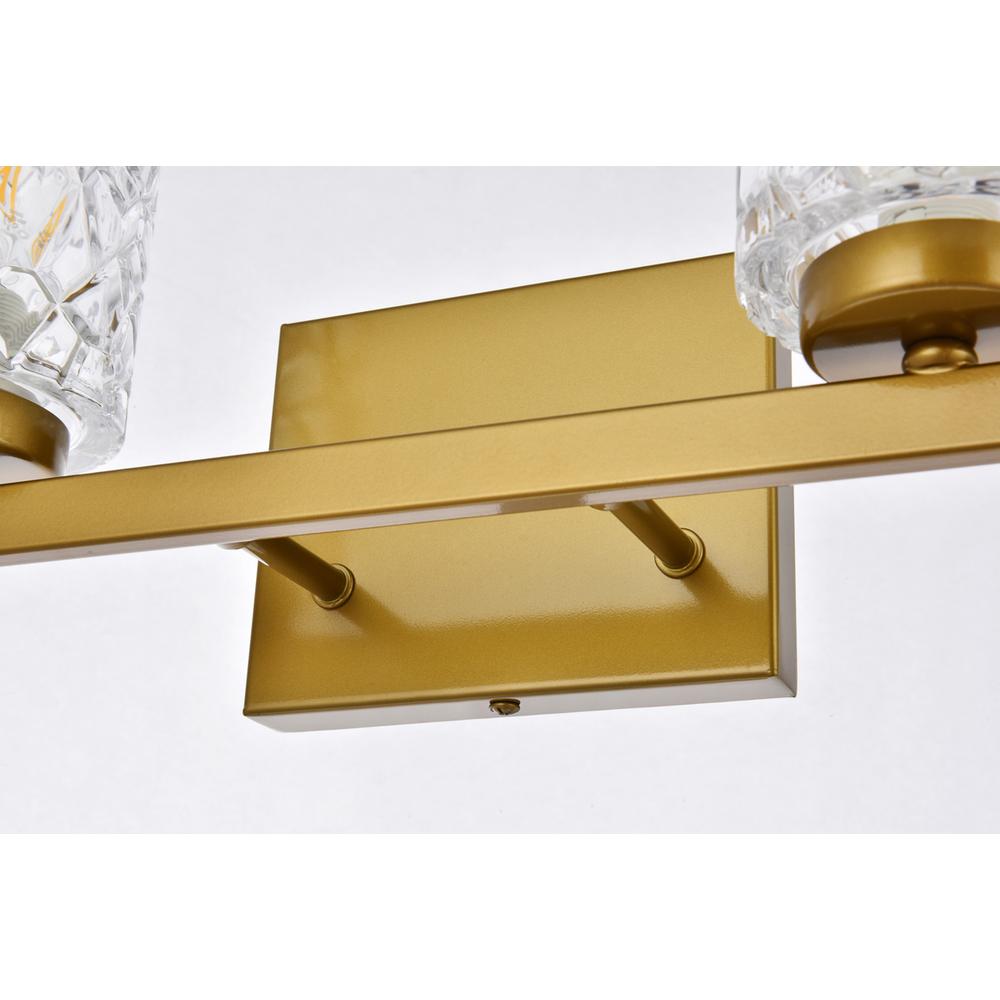 Cassie 2 lights bath sconce in brass with clear shade. Picture 3