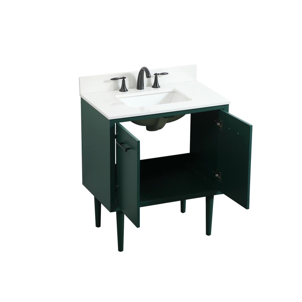 30 inch Single bathroom vanity in green with backsplash. Picture 12
