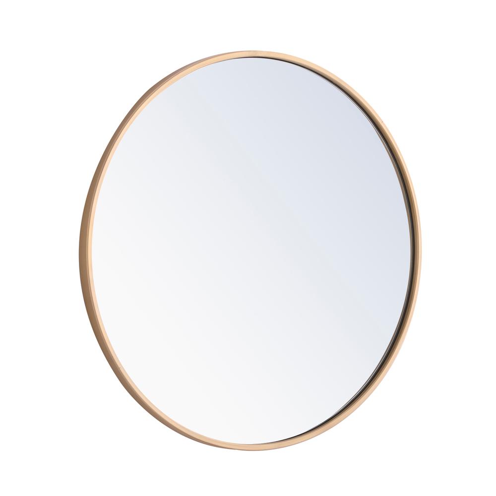 Metal frame Round Mirror 24 inch Brass finish. Picture 4