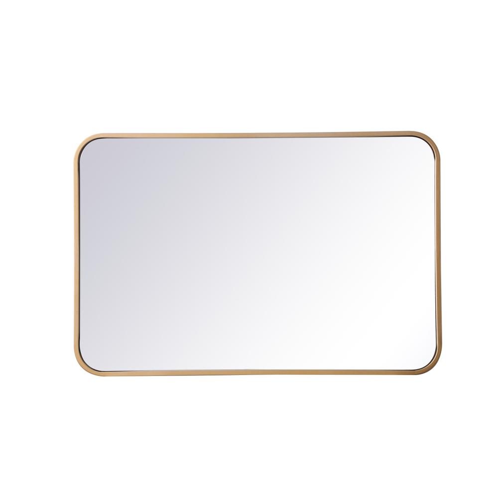 Soft corner metal rectangular mirror 20x30 inch in  Brass. Picture 6