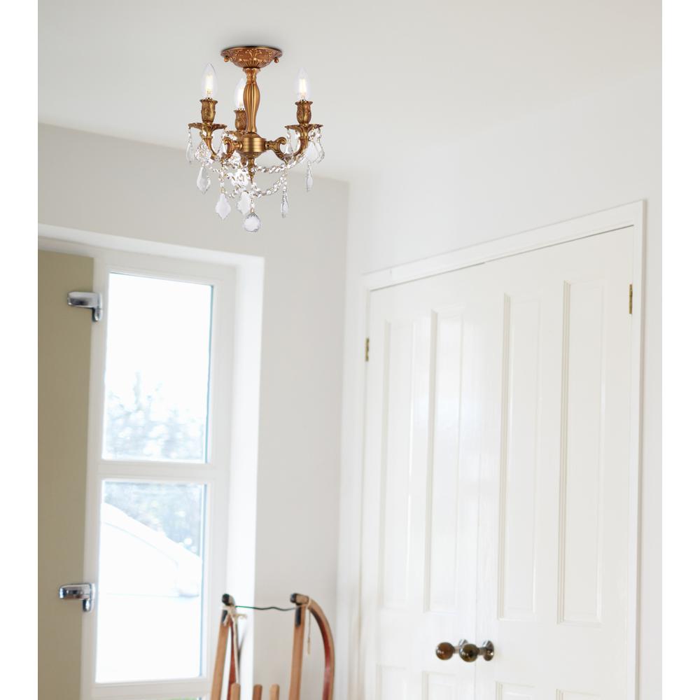 Rosalia 3 light French Gold Flush Mount Clear Royal Cut Crystal. Picture 8