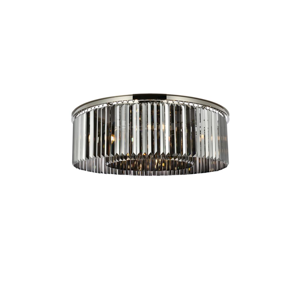 Sydney 10 light polished nickel Flush Mount Silver Shade. Picture 1