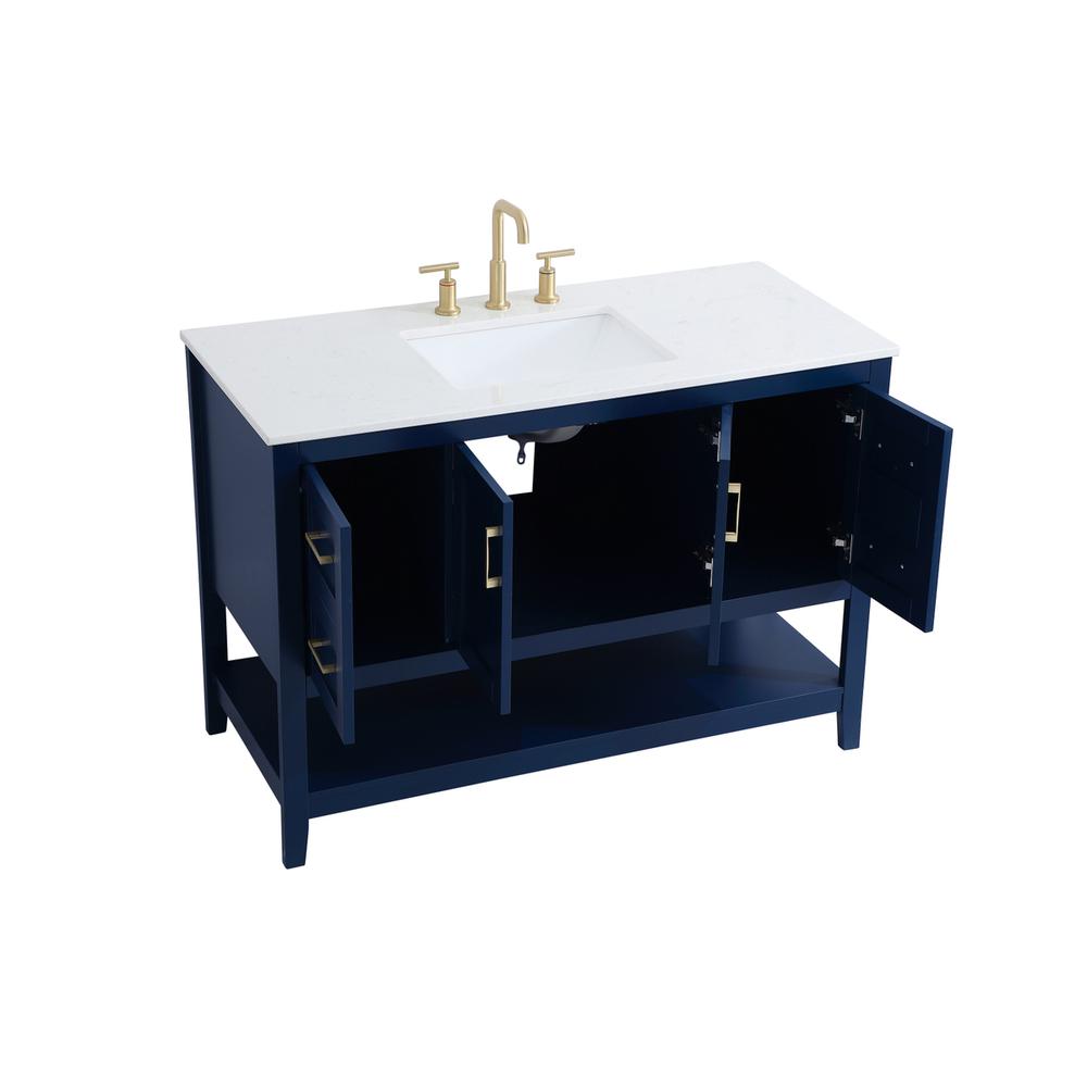 48 inch Single Bathroom Vanity in Blue. Picture 8