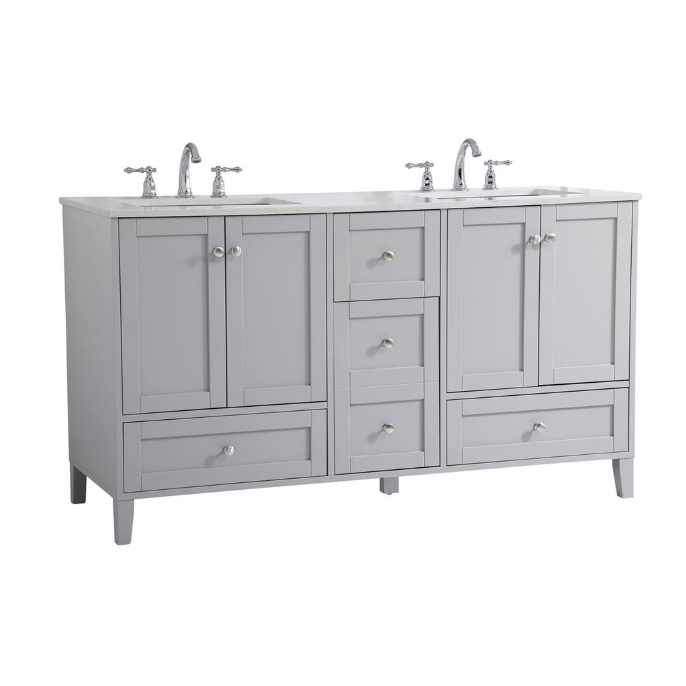 60 inch Double Bathroom Vanity in Grey. Picture 7