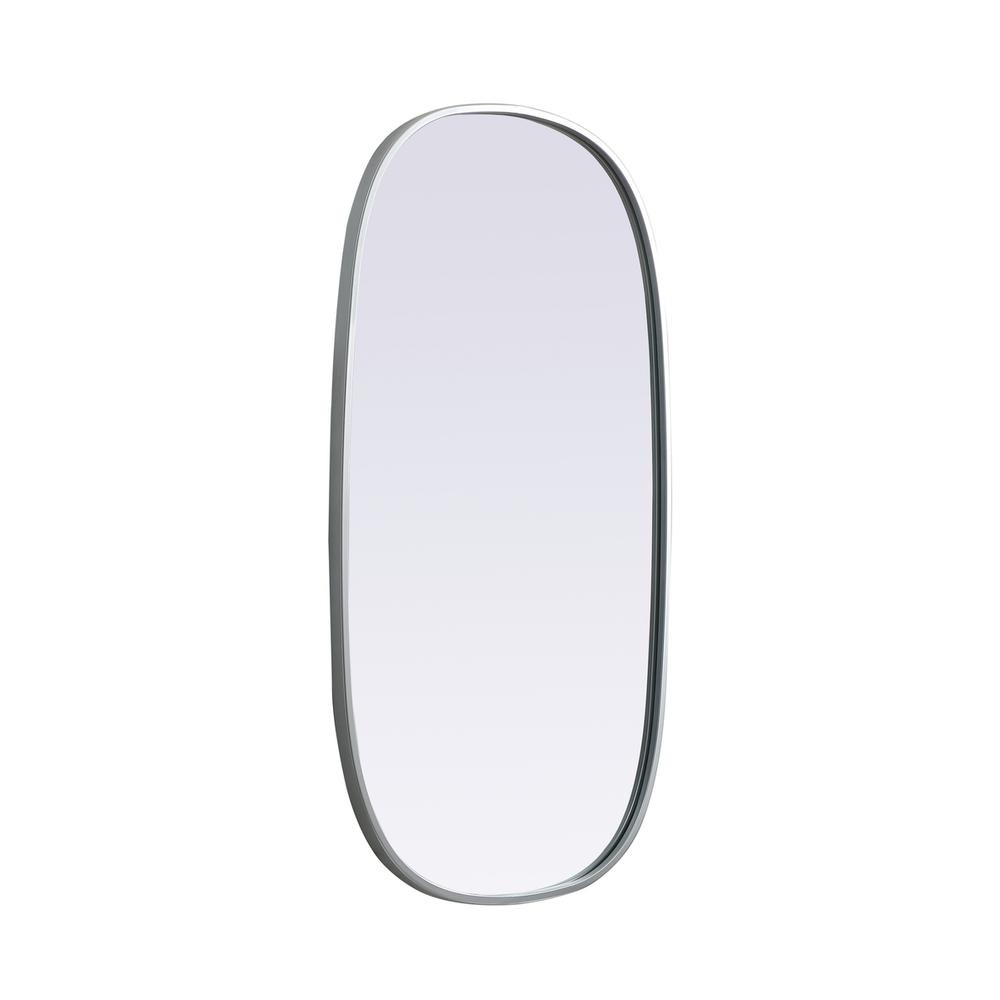 Metal Frame Oval Mirror 20x36 Inch in Silver. Picture 7