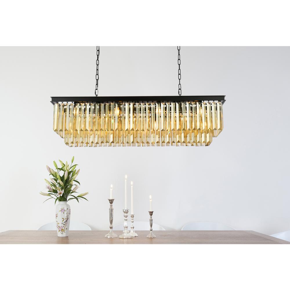Sydney 12 light Matte Black Chandelier Golden Teak (Smoky) Royal Cut Crystal. Picture 8