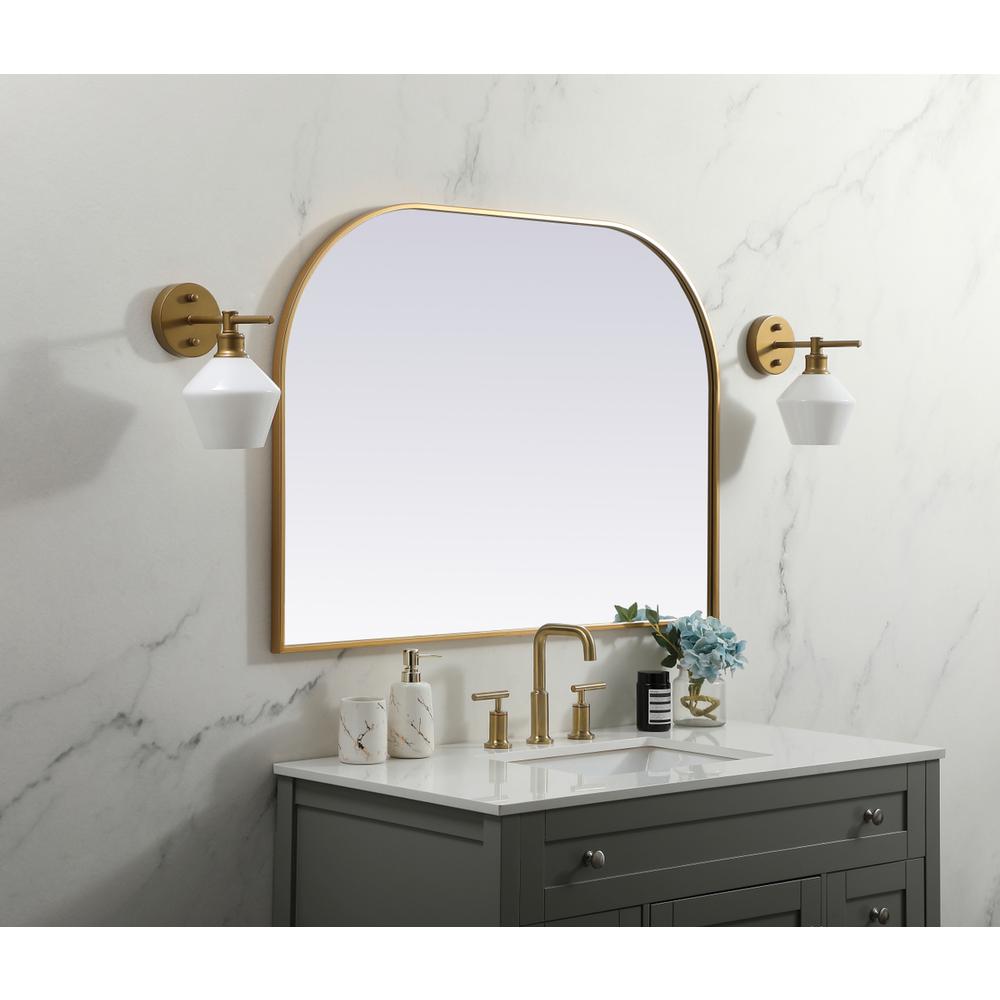 Metal Frame Arch Mirror 42x30 Inch in Brass. Picture 2