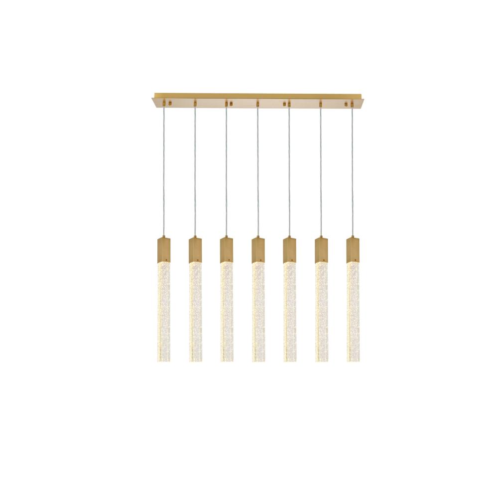 Weston 7 lights pendant in satin gold. Picture 1