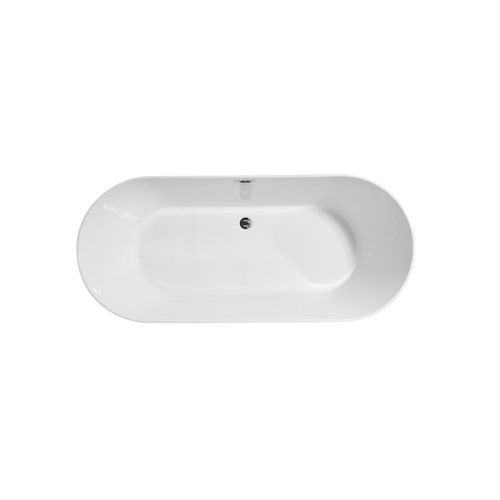 71 inch soaking roll top bathtub in glossy white. Picture 9