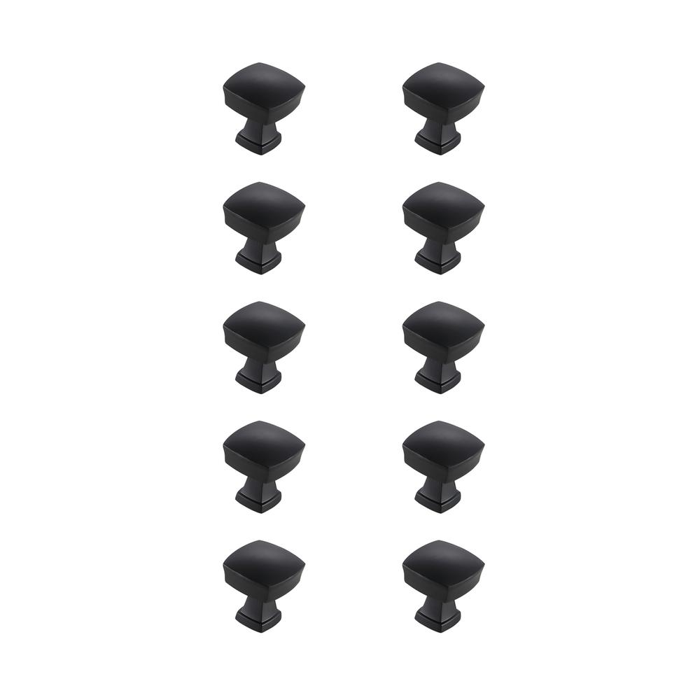 Irvin 1.3" Matte Black Square Knob Multipack (Set of 10). Picture 1