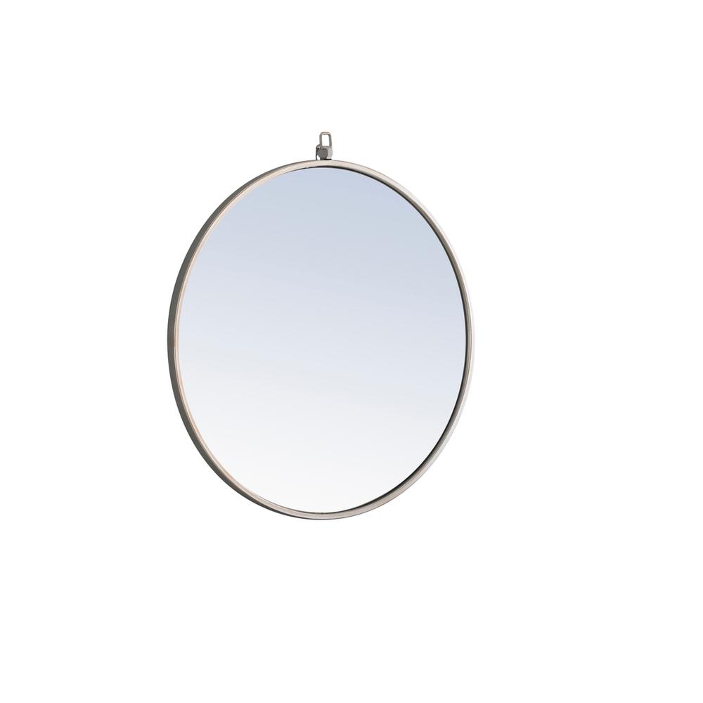 Metal frame Round Mirror with decorative hook 24 inch Silver finish. Picture 4