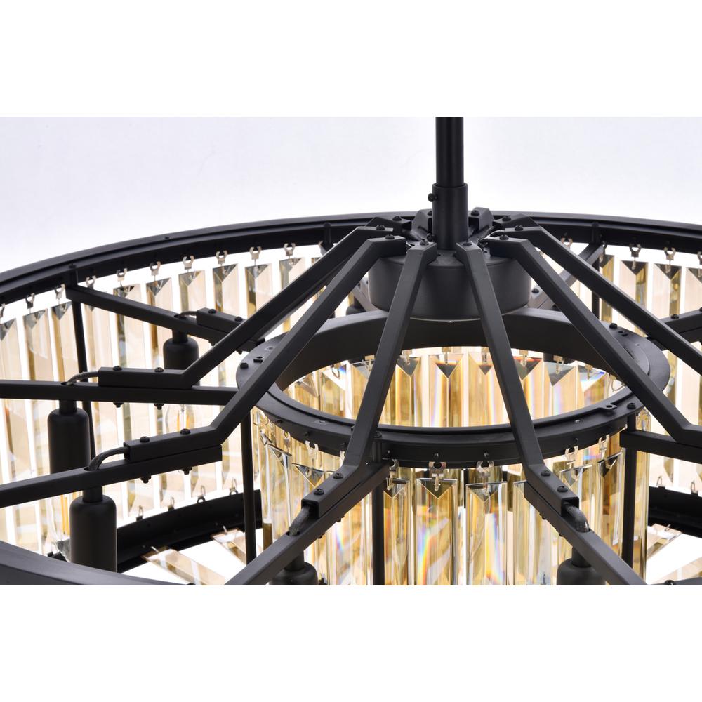 Chelsea 10 light Matte Black Chandelier Golden Teak (Smoky) Royal Cut Crystal. Picture 4