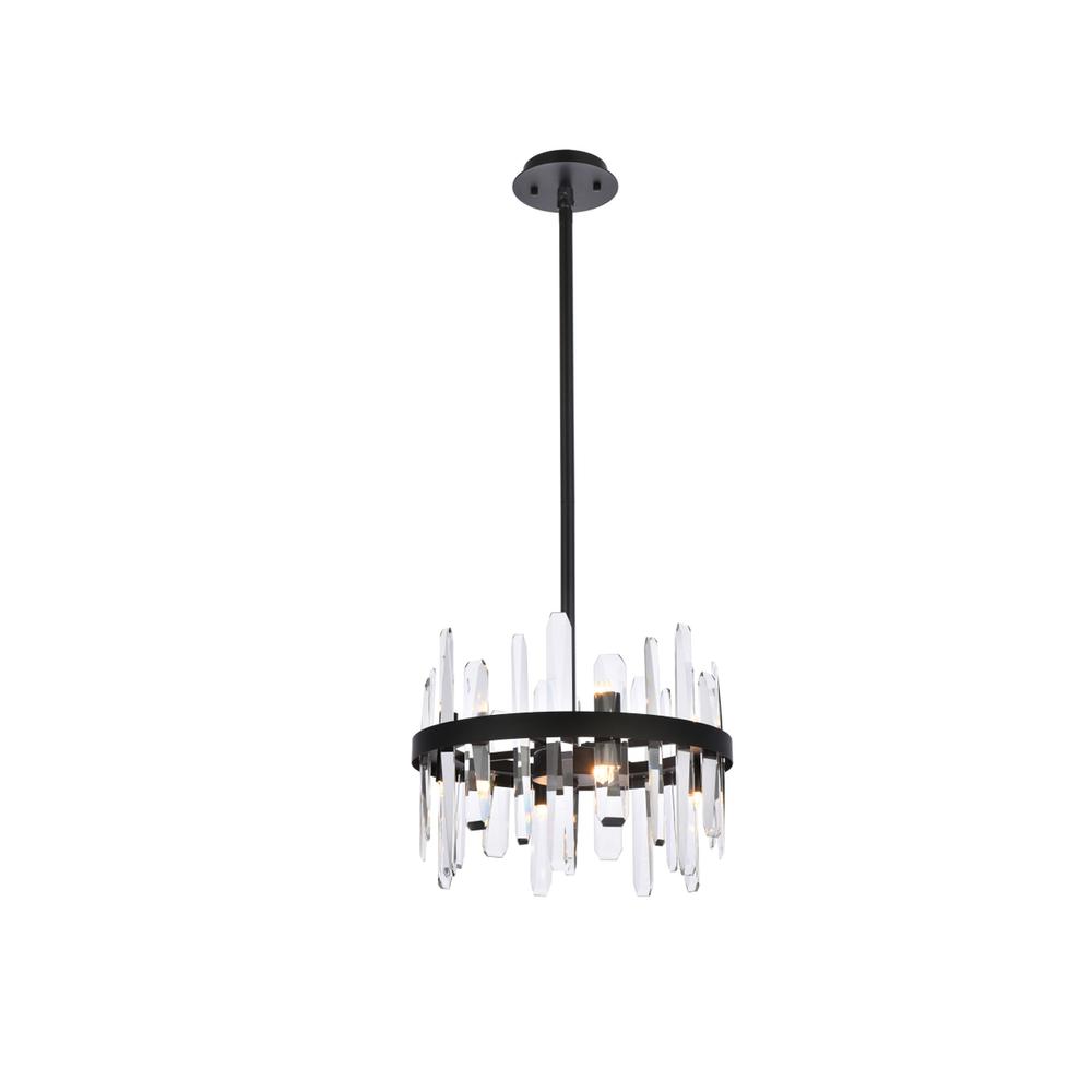 Serena 16 inch crystal round pendant in black. Picture 1
