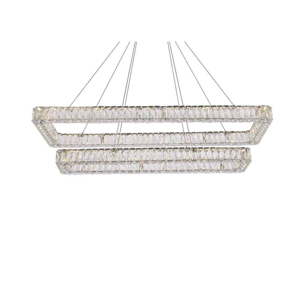 Monroe 50 inch LED double rectangle pendant in chrome. Picture 2