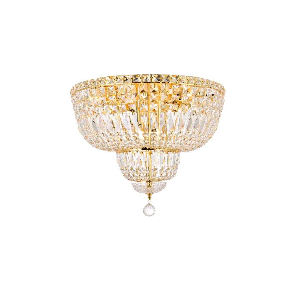 Tranquil 10 light Gold Flush Mount Clear Royal Cut Crystal. Picture 1