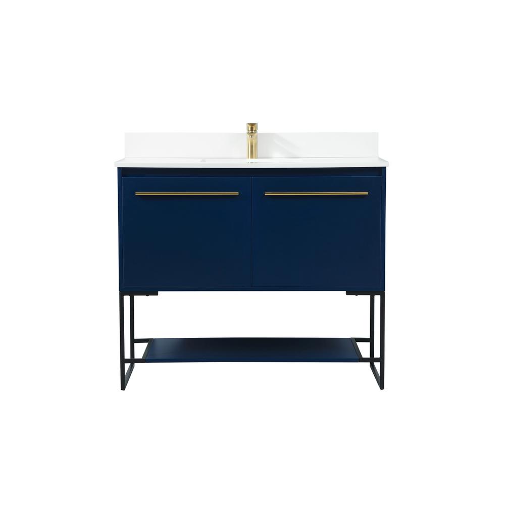 40 inch Single bathroom vanity in blue with backsplash. Picture 1