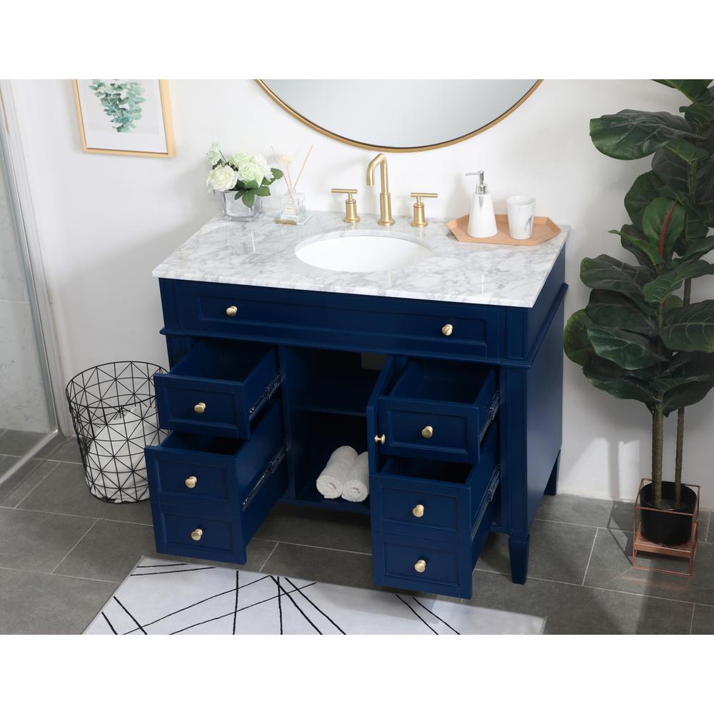 42 inch Single bathroom vanity in blue. Picture 3