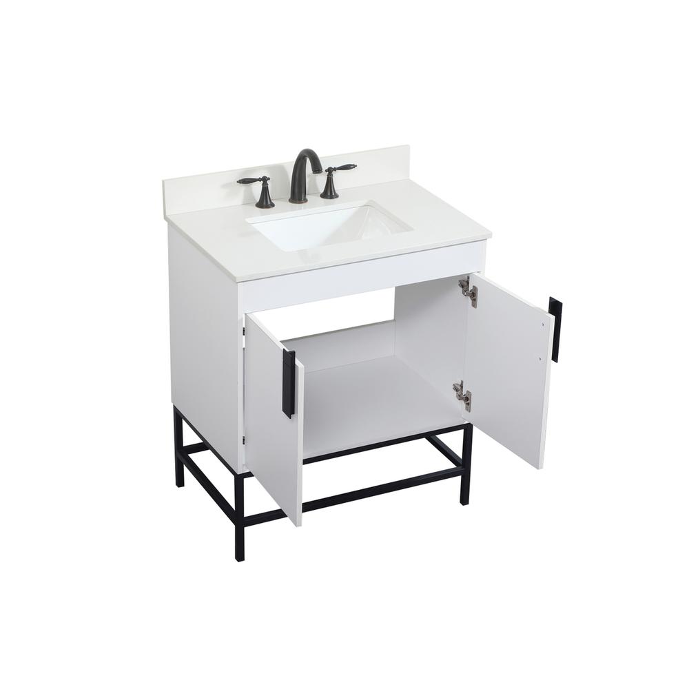 30 inch Single bathroom vanity in white with backsplash. Picture 9