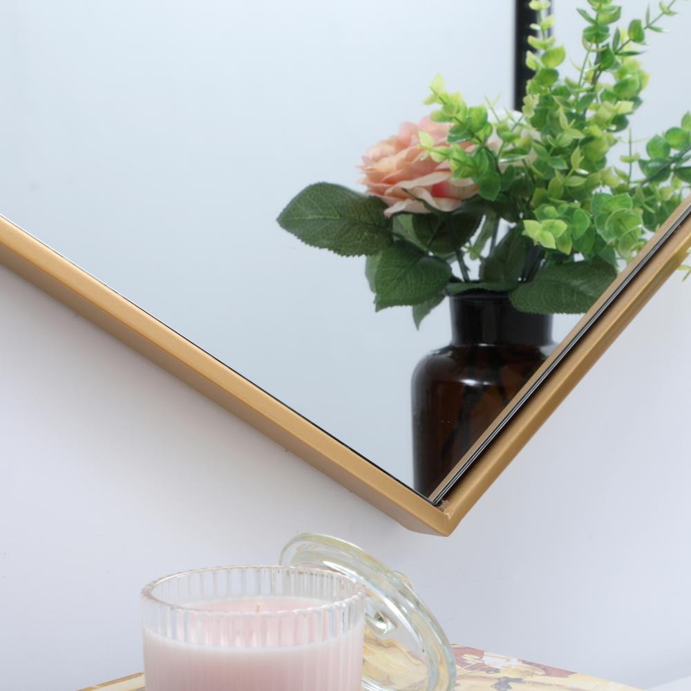 Metal frame hexagon mirror 24 inch in Brass. Picture 10