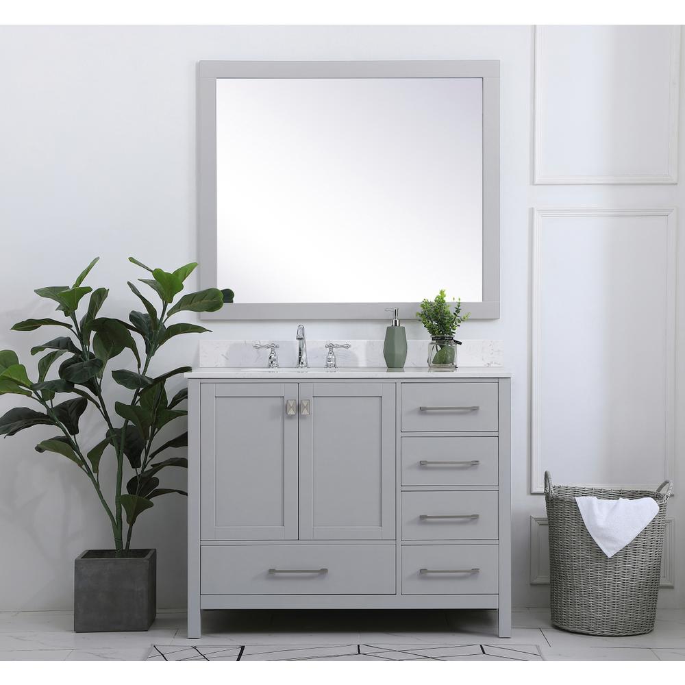 42 inch Single Bathroom Vanity in Gray with Backsplash. Picture 4