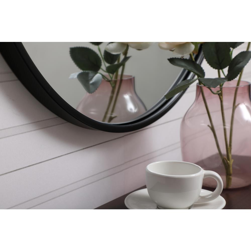 Metal frame round mirror with decorative hook 21 inch in Black. Picture 4