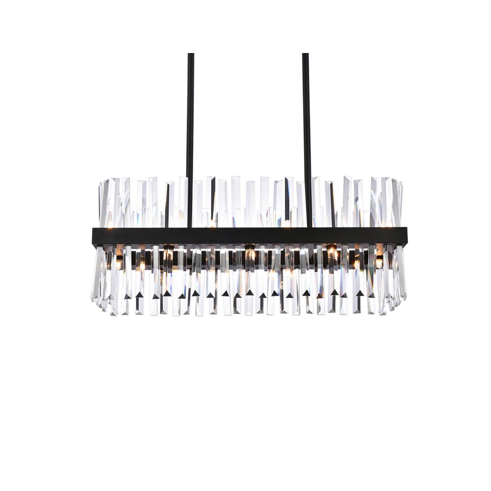 Serephina 30 inch crystal rectangle chandelier light in black. Picture 2