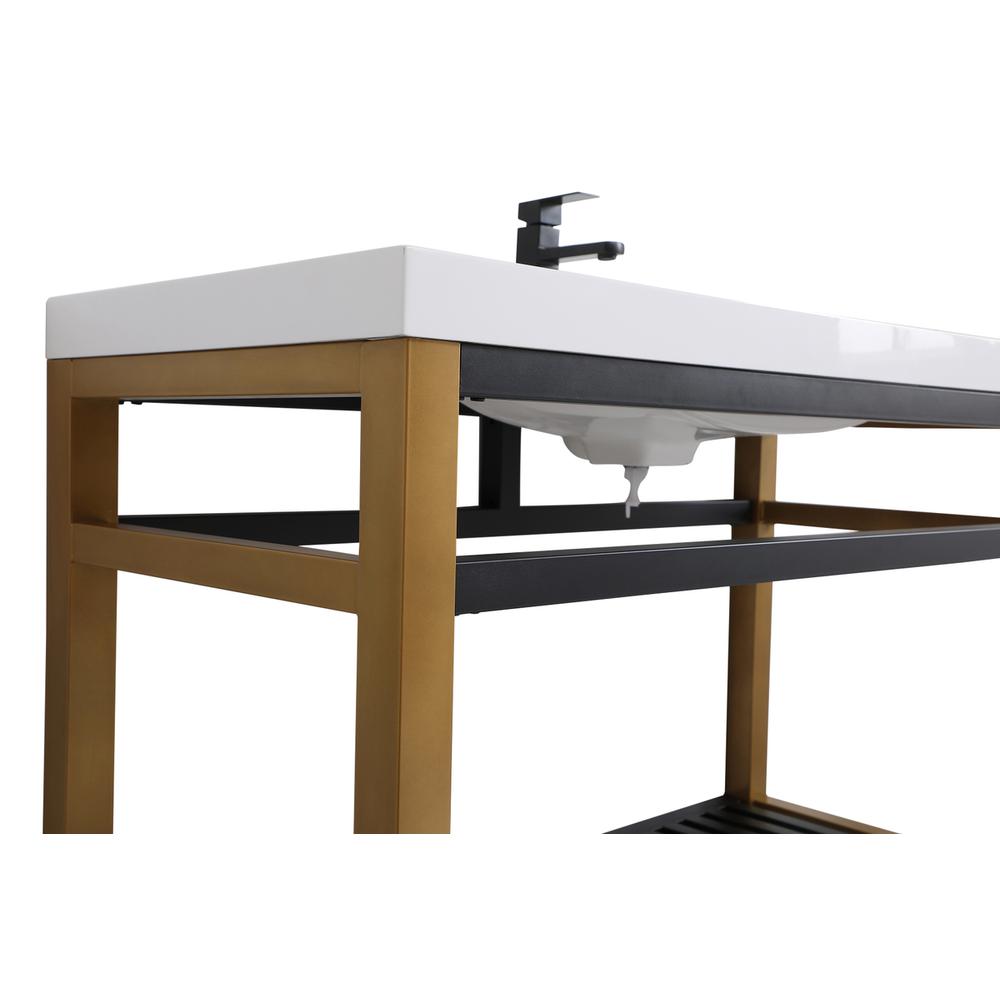 48 inch Single Bathroom Metal Vanity in Golden Black. Picture 9