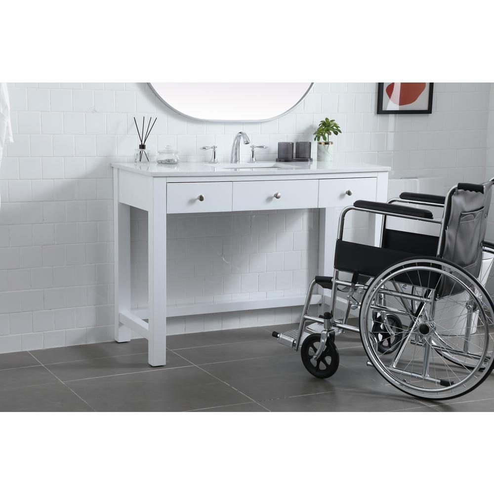 48 Inch ADA Compliant Bathroom Vanity In White. Picture 2