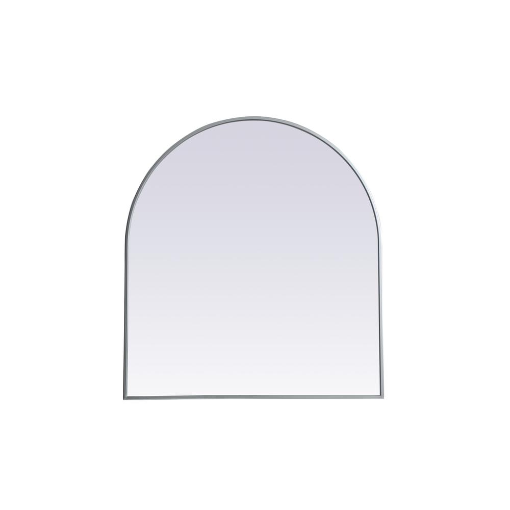 Metal Frame Arch Mirror 33x36 Inch in Silver. Picture 1